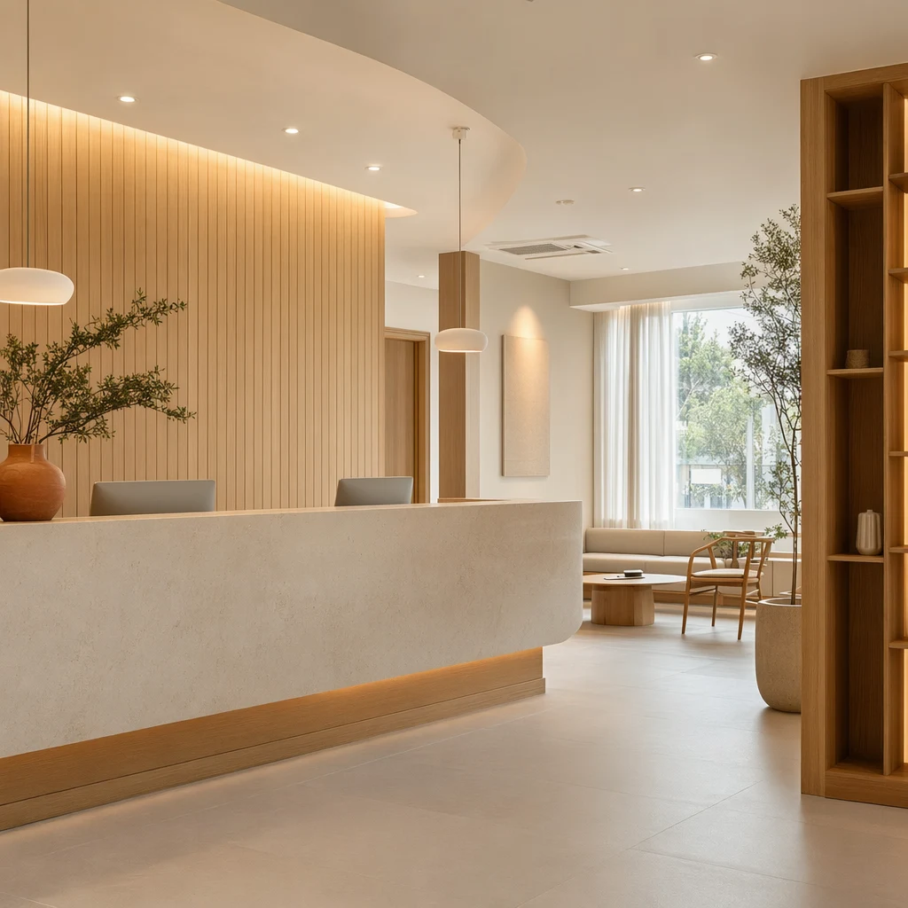 따뜻한 분위기의 서울하이치과 리셉션 공간