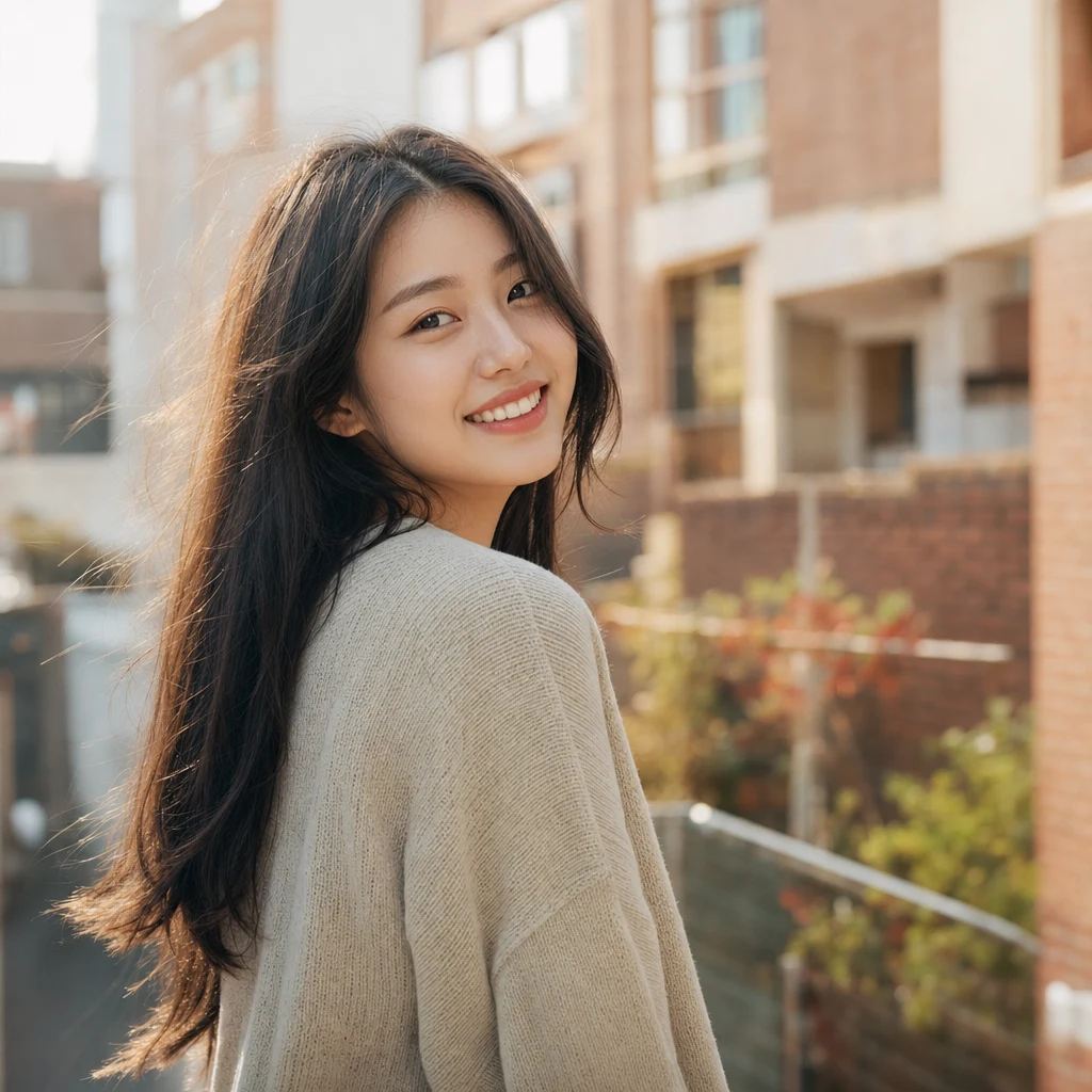 교정 치료 완료 후 자신감 있게 미소 짓는 20대 여성