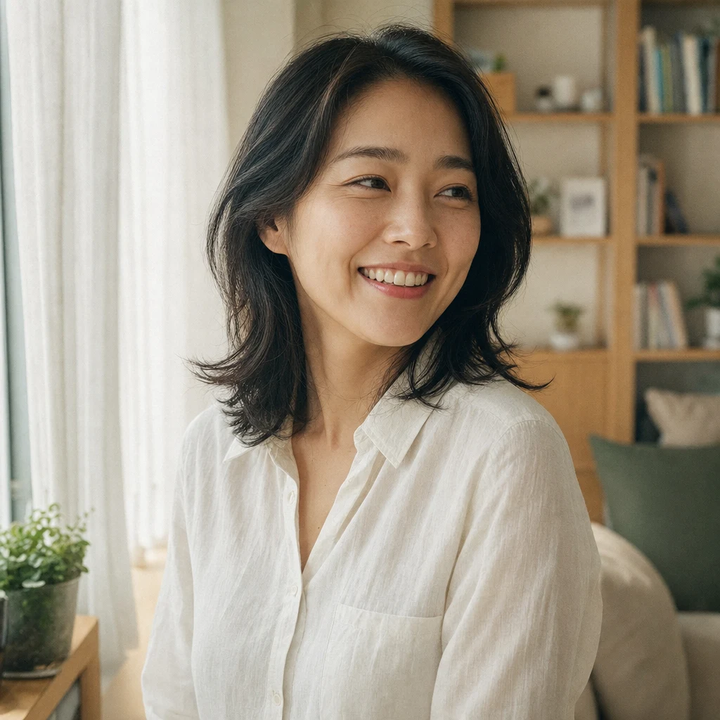 미백 후 환한 미소