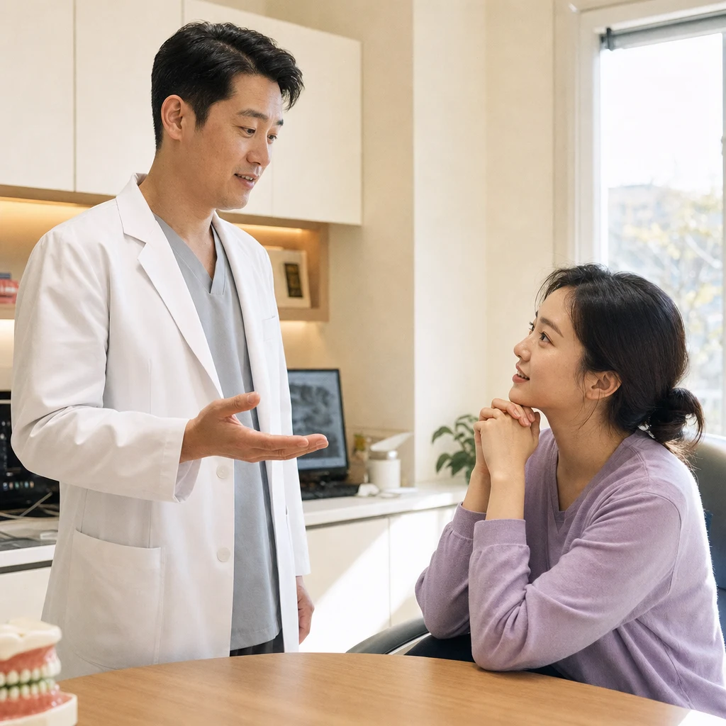 치과의사와 시술 선택 상담
