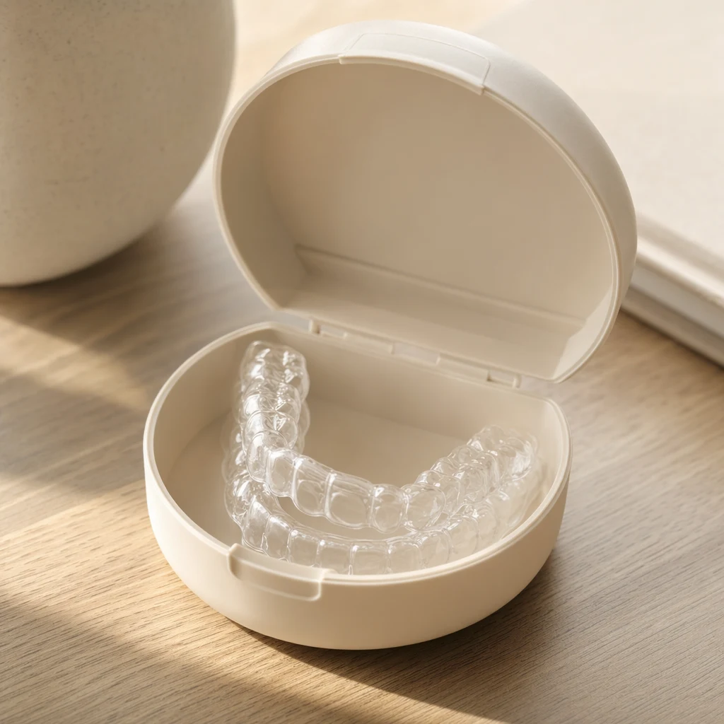 투명 얼라이너 장치 클로즈업