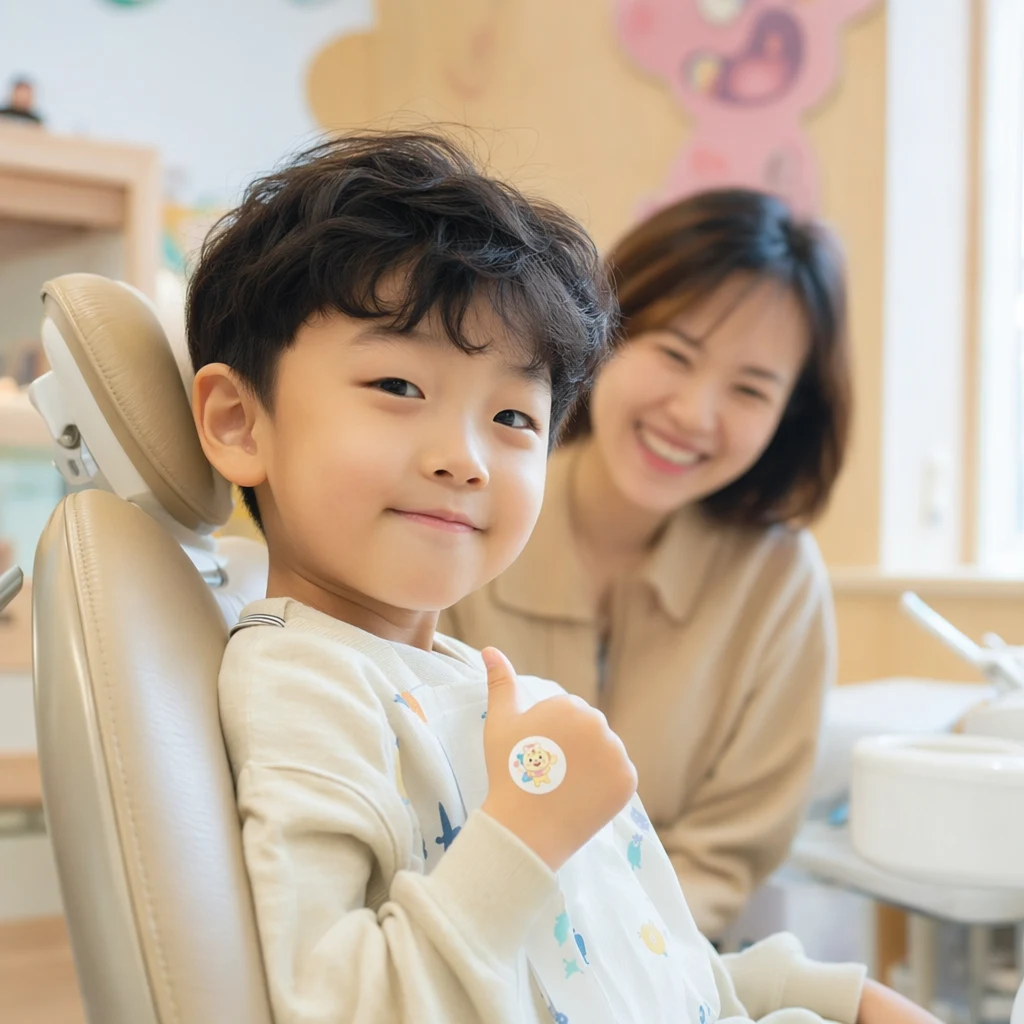 불소도포 후 편안하게 미소 짓는 아이